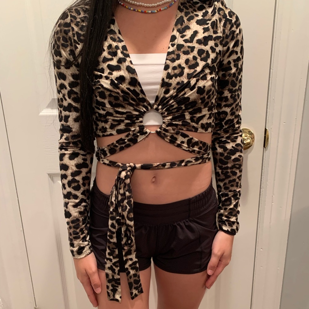 cheetah wrap top